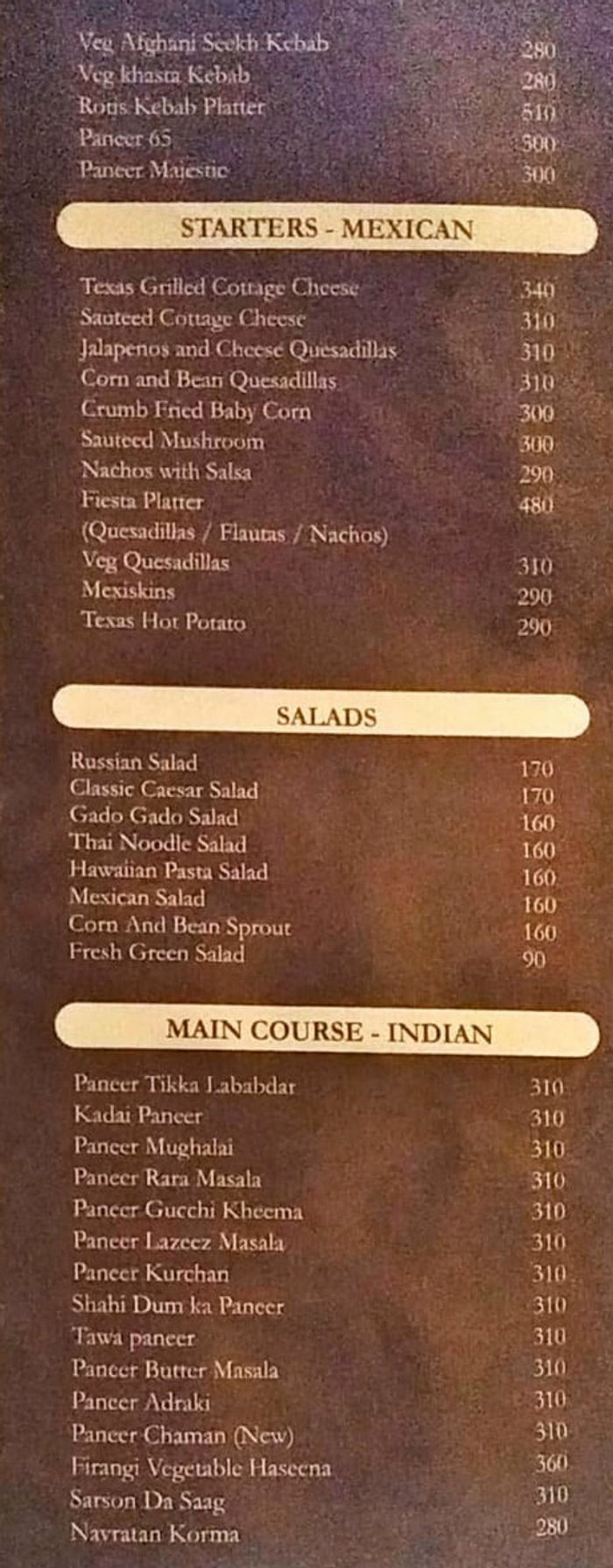 menu