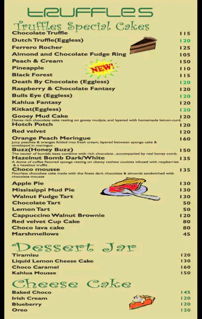 Truffles Menu and Price List for Central Bangalore, Bengaluru
