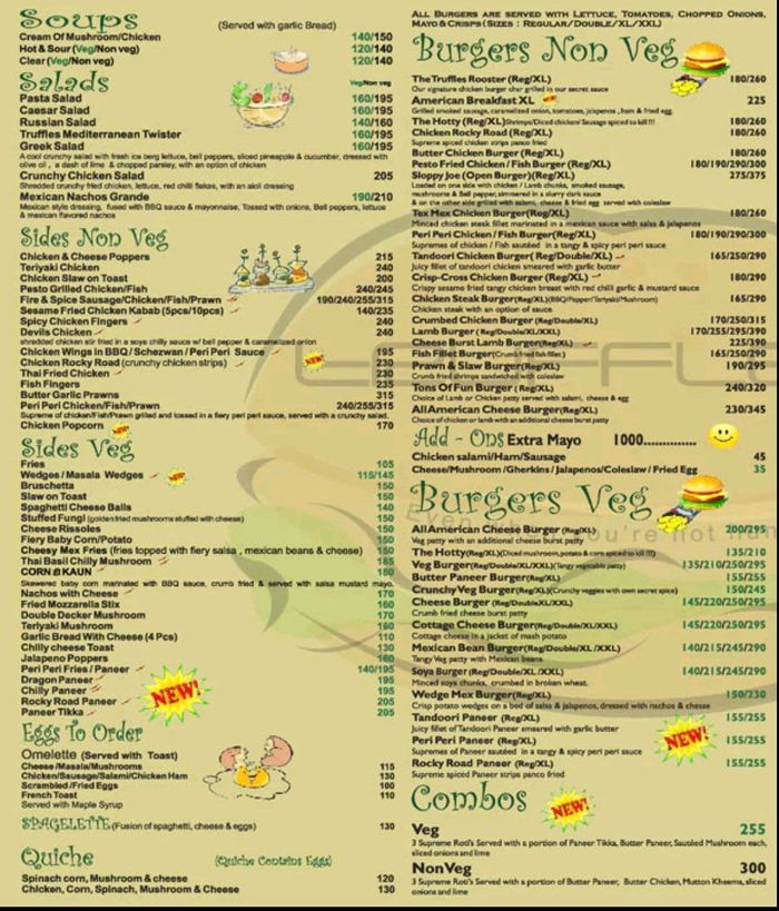 Truffles Menu and Price List for Central Bangalore, Bengaluru