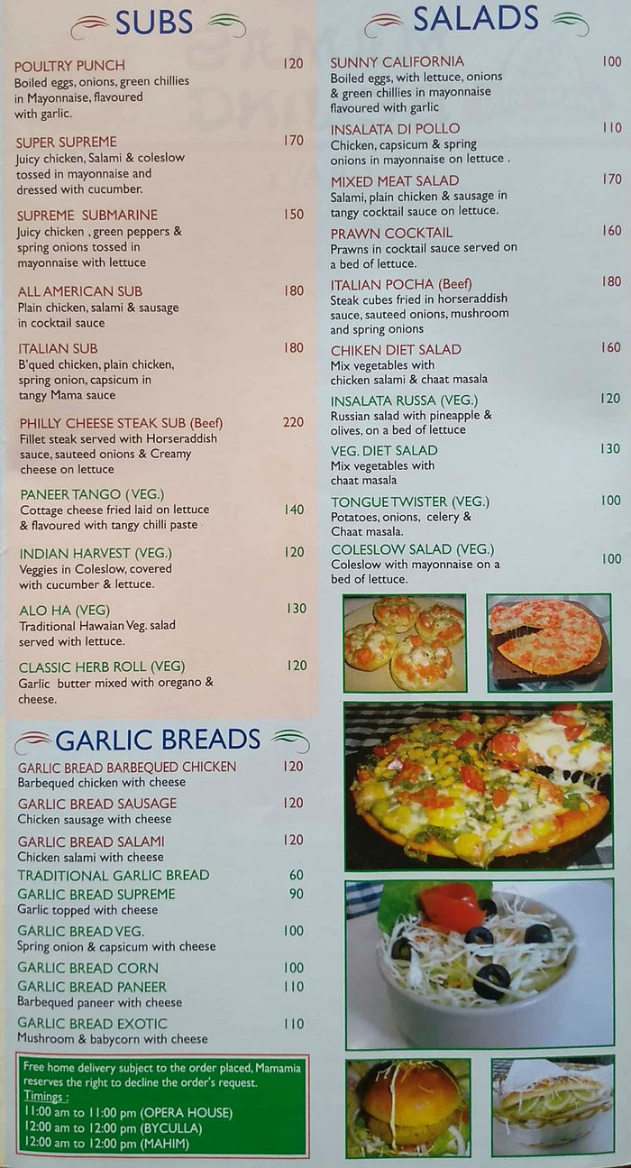 Mama Mia! Menu and Price List for Mumbai Central, Mumbai | nearbuy.com