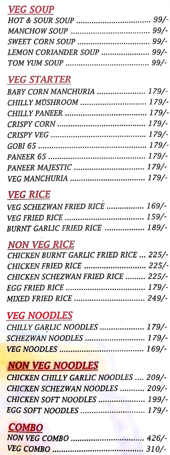 menu