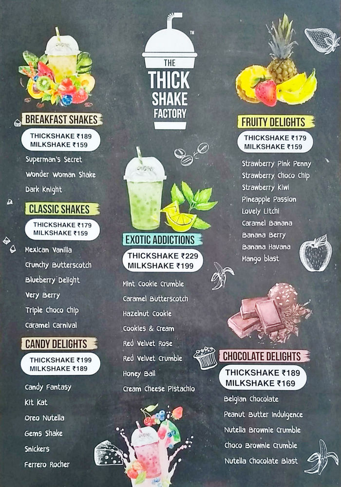 The Thick Shake Factory Menu And Price List For Bolarum Hyderabad Nearbuy Com