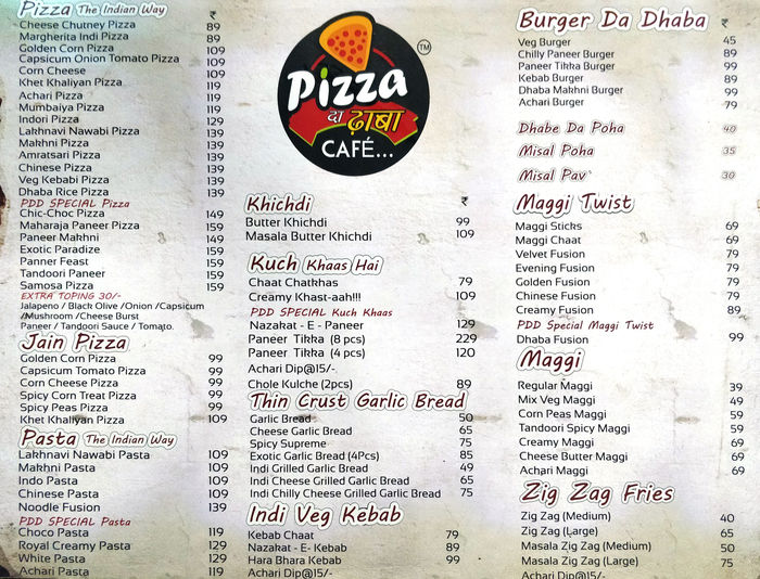 Pizza Da Dhaba Cafe Menu and Price List for Mylapore, Chennai | nearbuy.com