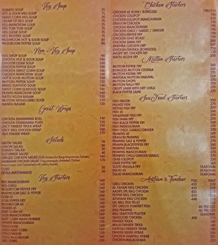 menu