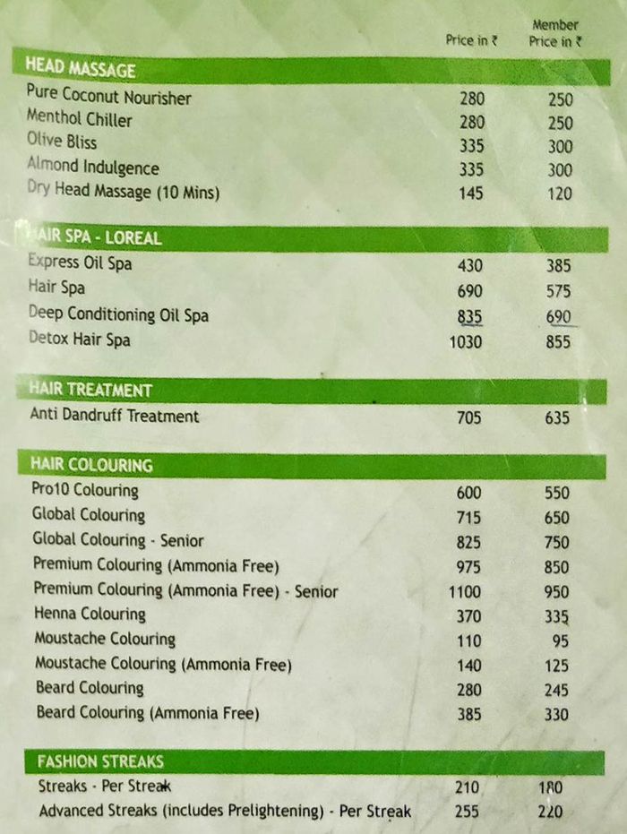 green trends Menu and Price List for Chromepet, Chennai 
