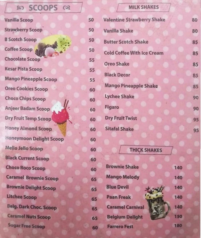 scoops ice cream menu