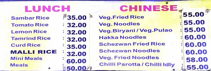 menu