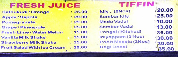 menu
