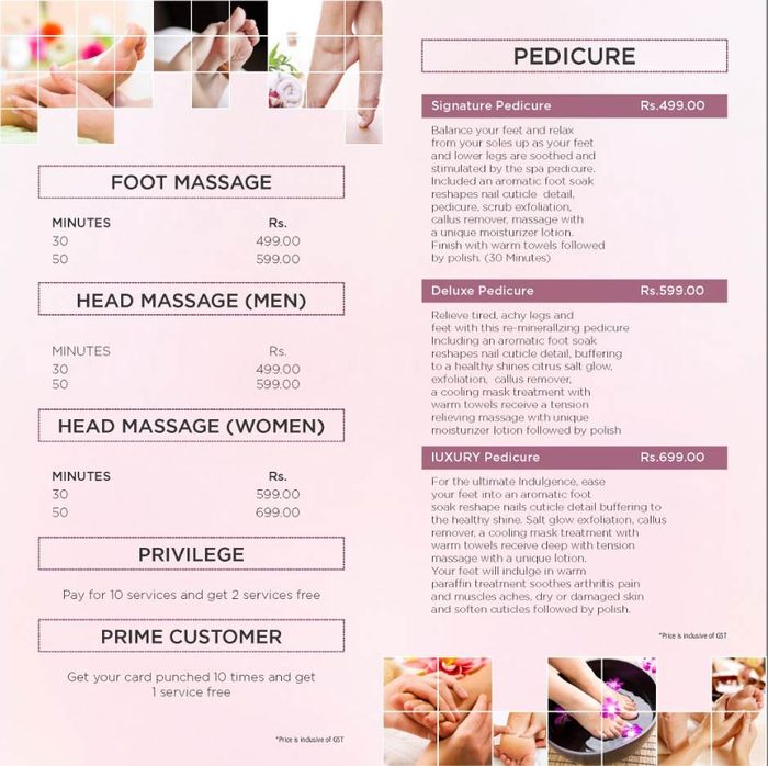 Foot Spa Café Menu and Price List for Sector 35C, Chandigarh