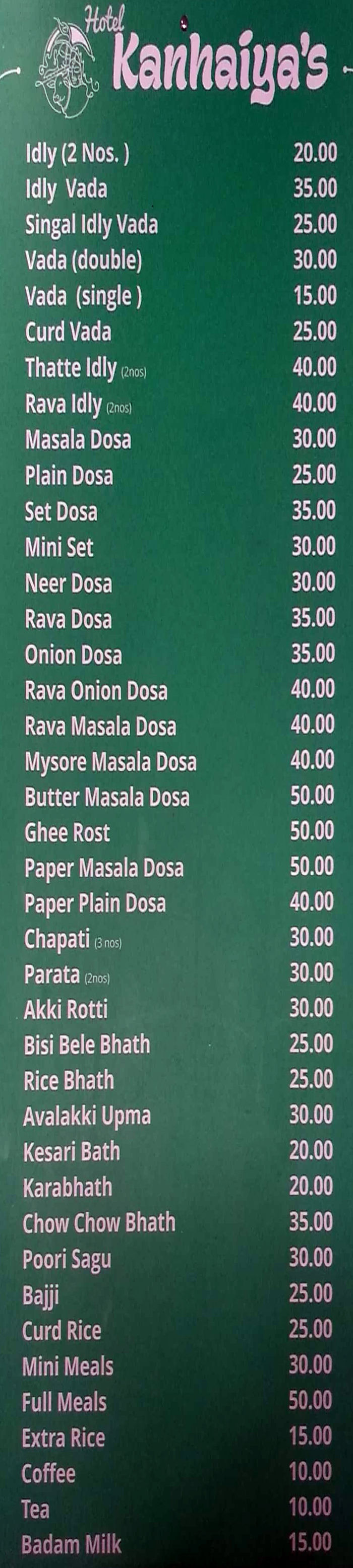 menu