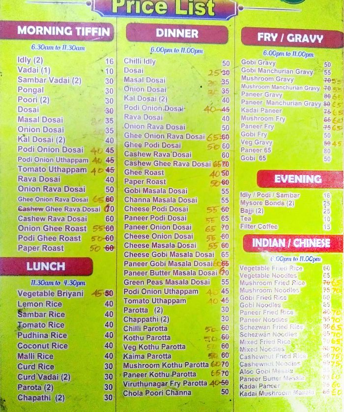 menu