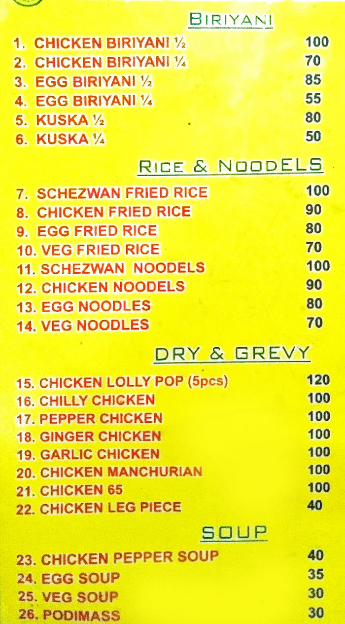 menu