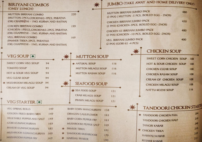 menu