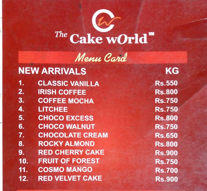Discover 121+ cake world menu list