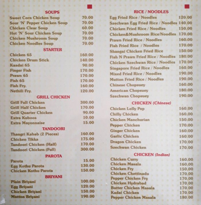 menu