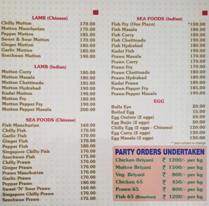 menu