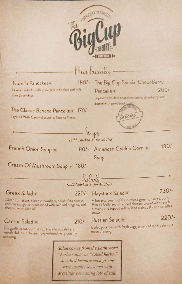 menu