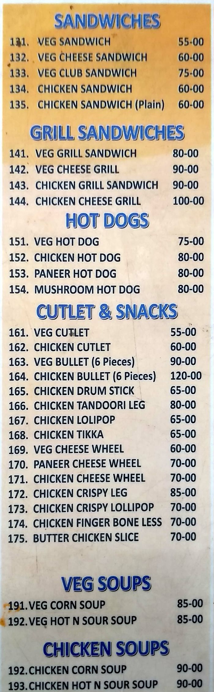 menu