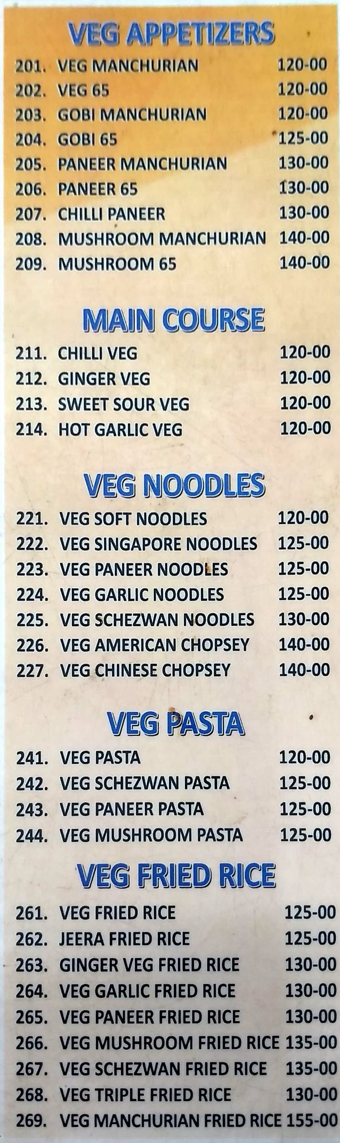 menu