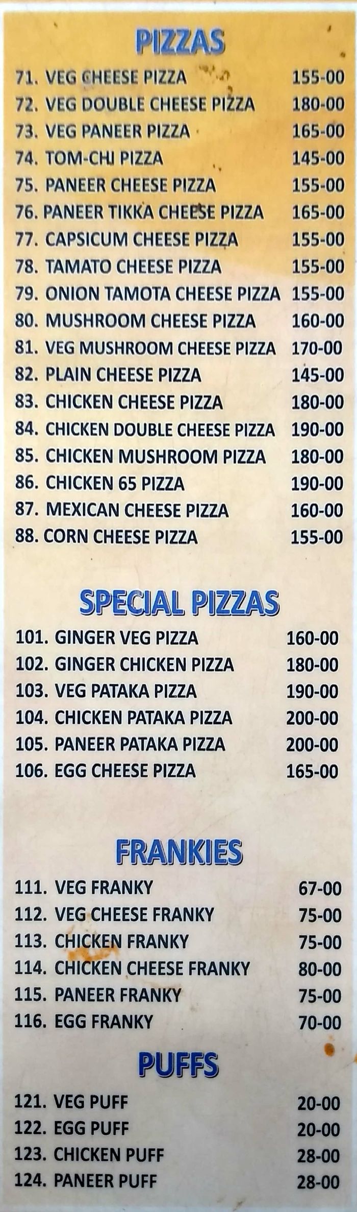 menu