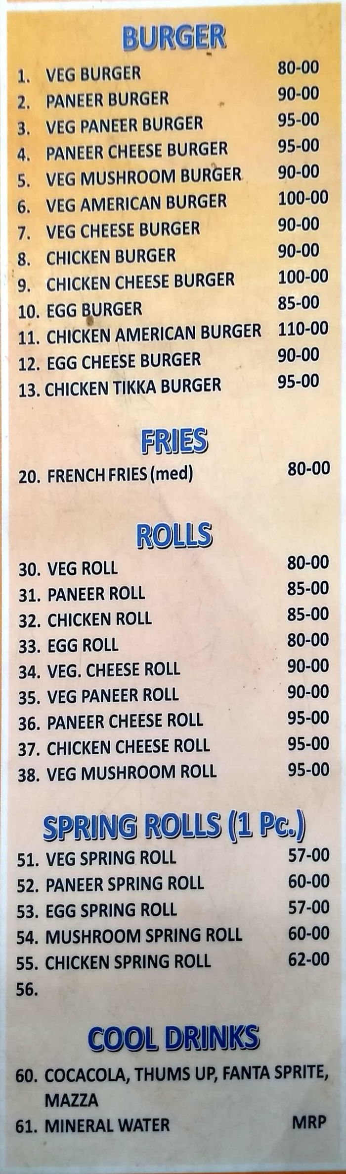 menu