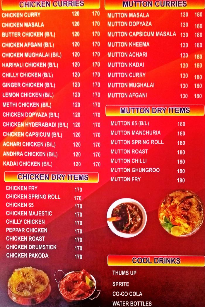 M.S Biryani Corner Menu And Price List For Nacharam, Hyderabad ...