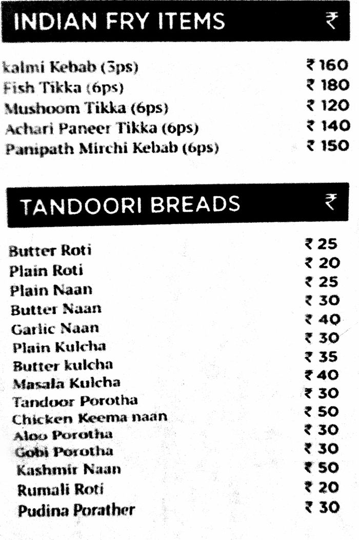 menu