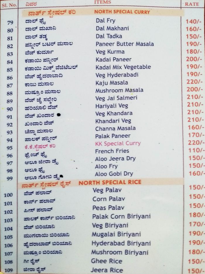menu