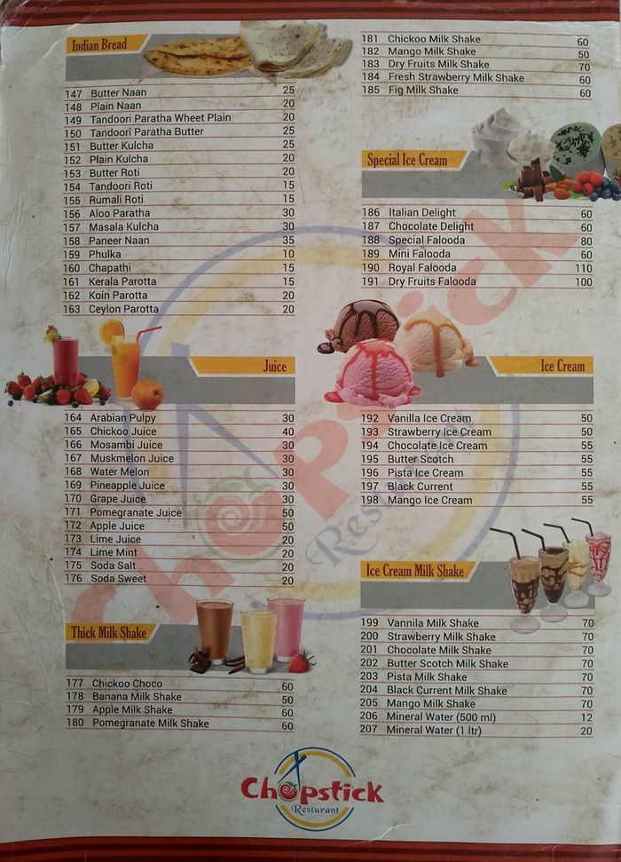 Chopstick Restaurant Menu and Price List for Begur, Bengaluru