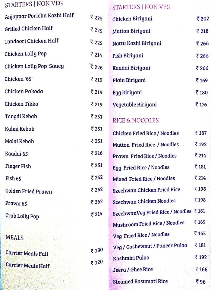 menu