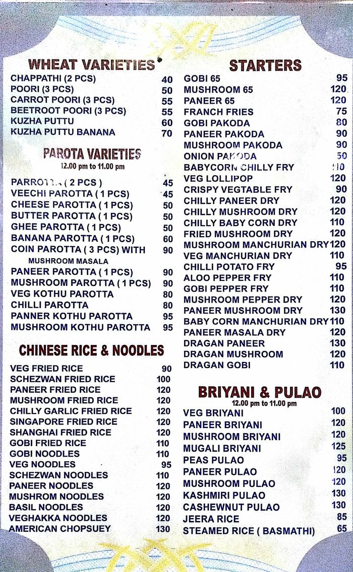 menu