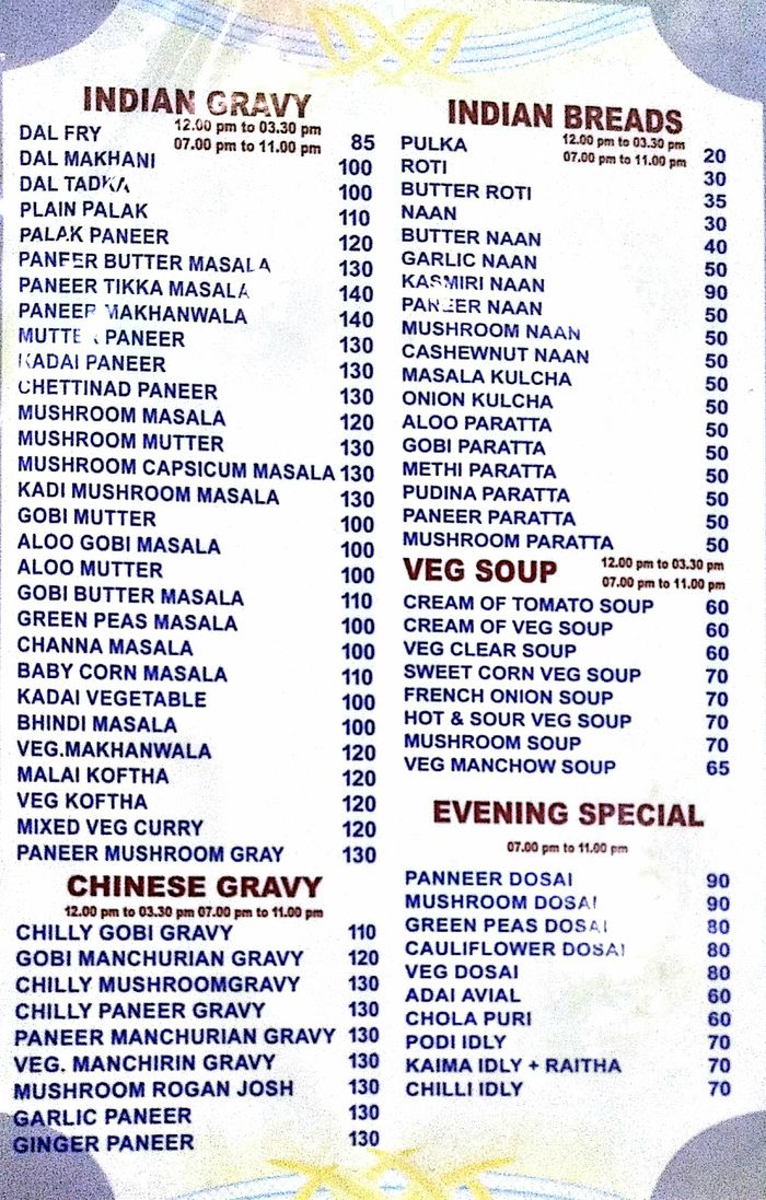 menu