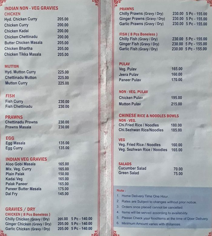 menu