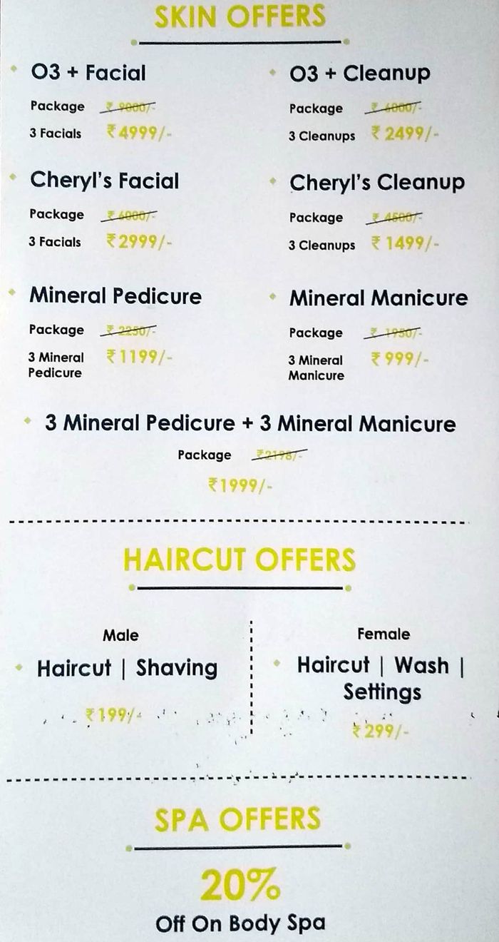 Lord's & Lady's Hair Salon & Spa Menu and Price List for Thane West, Thane  