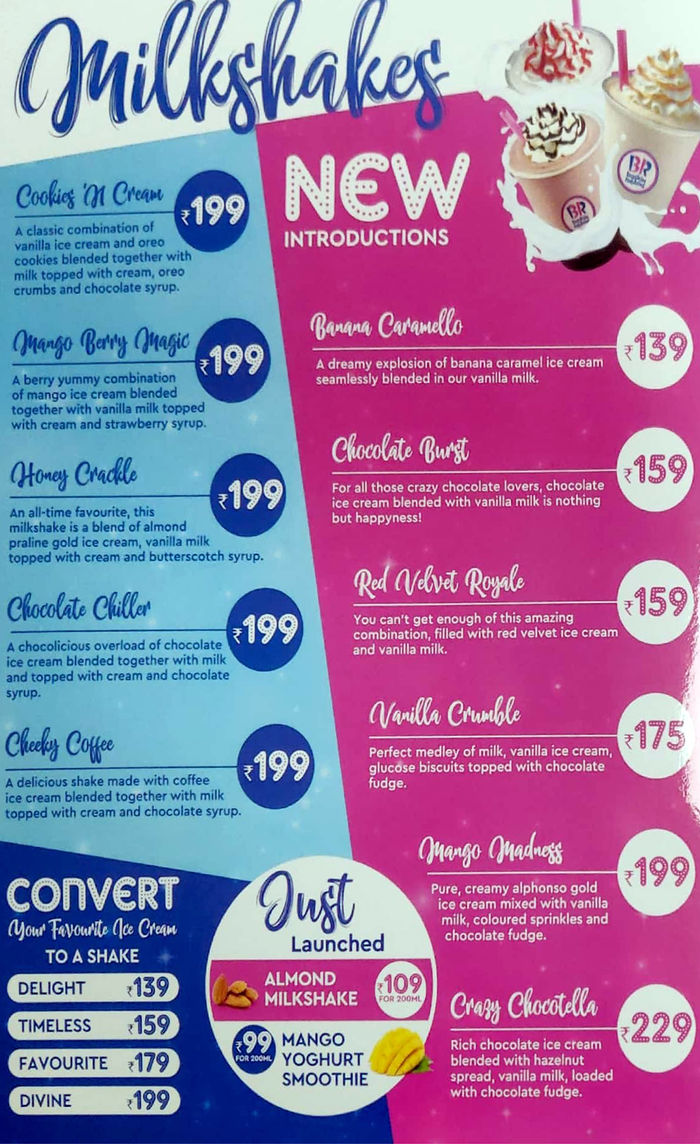 dunkin donuts baskin robbins menu prices