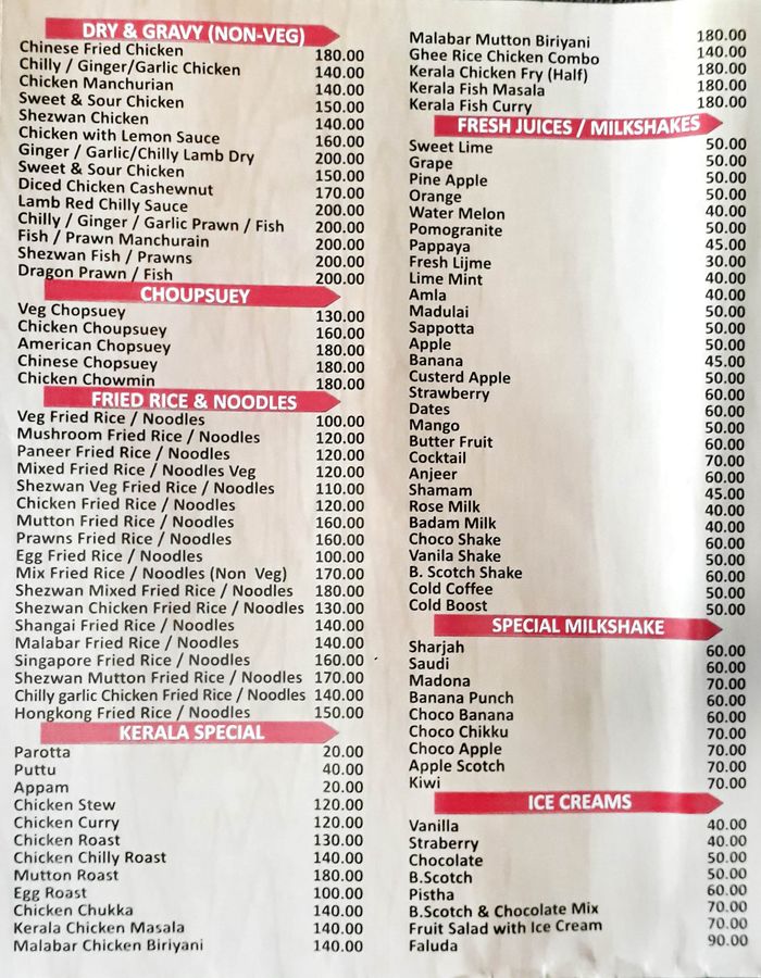 menu