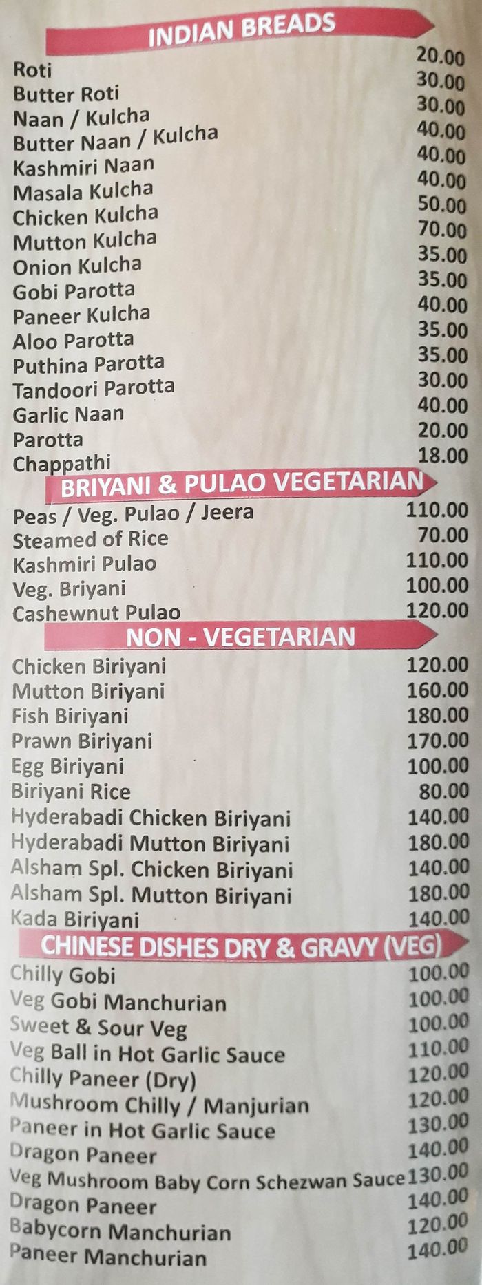 menu
