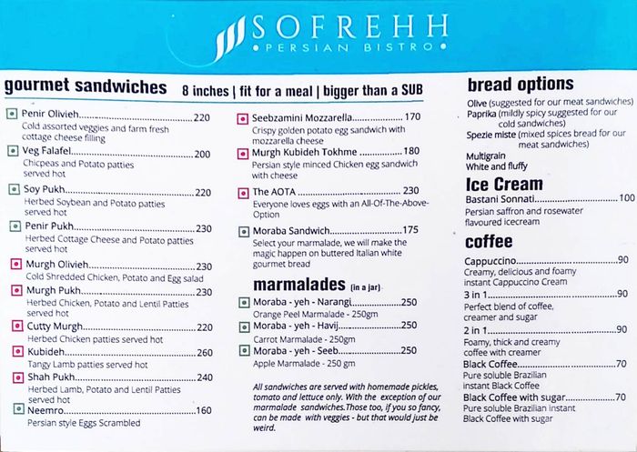 menu