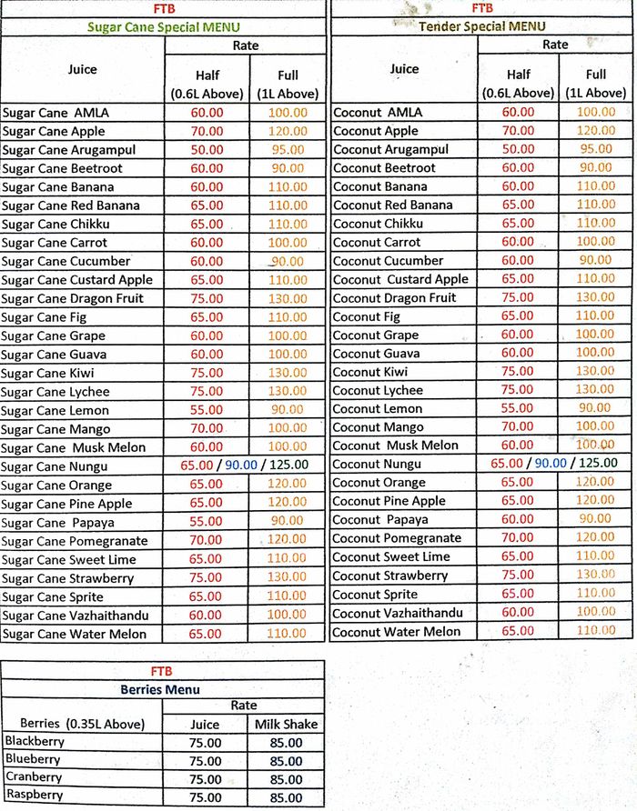 menu