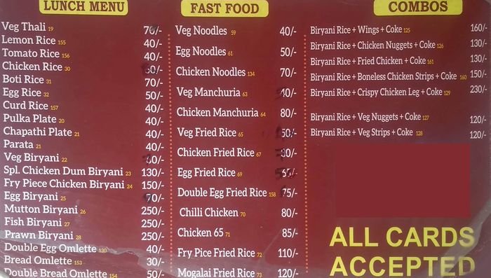 menu