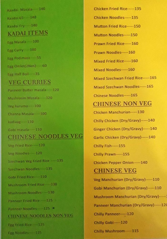 menu