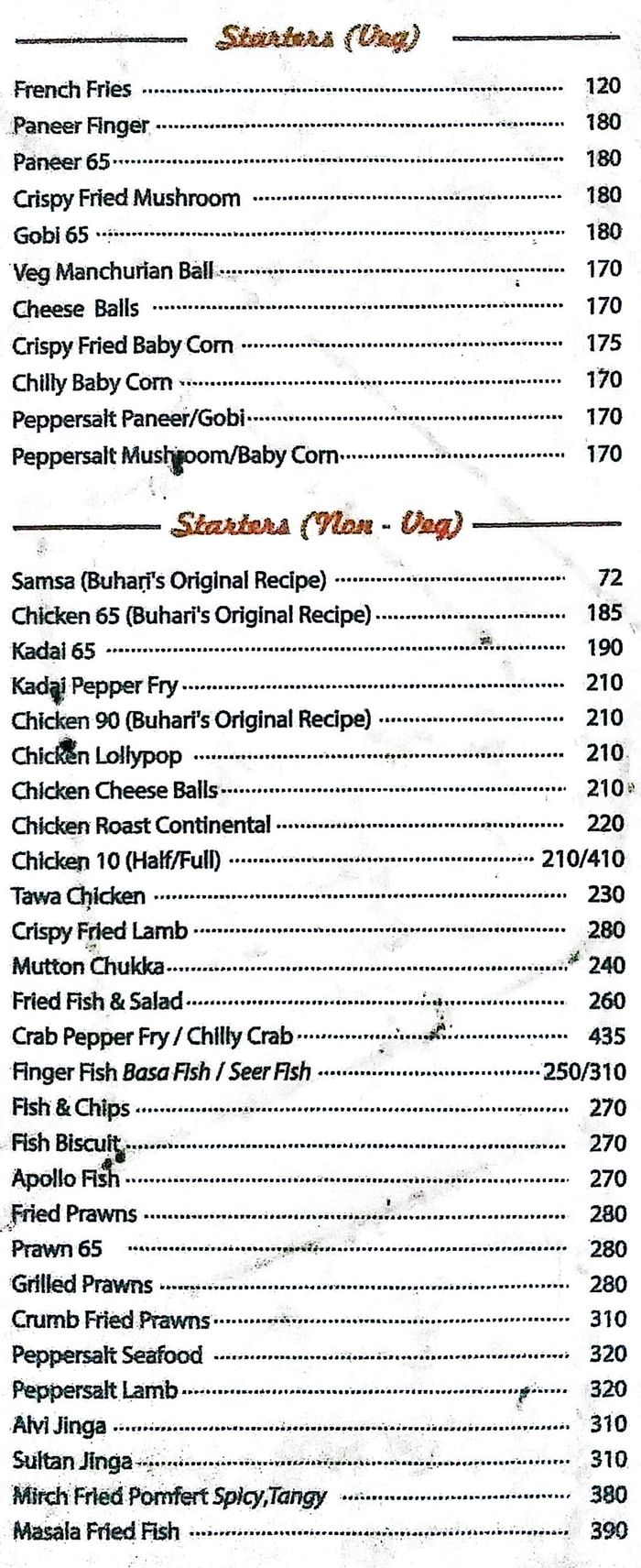 menu