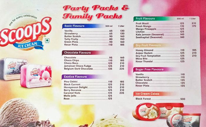 paparazzi ice cream shop menu