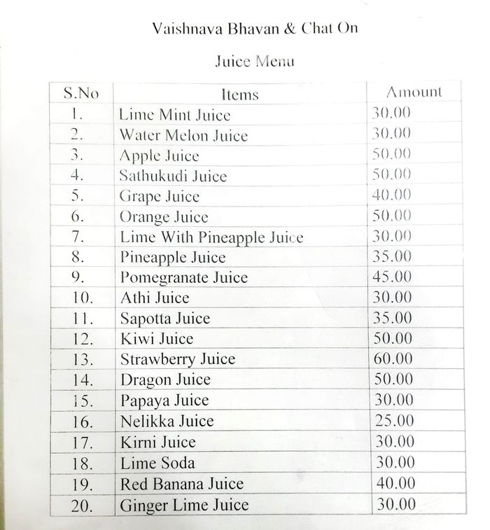 menu