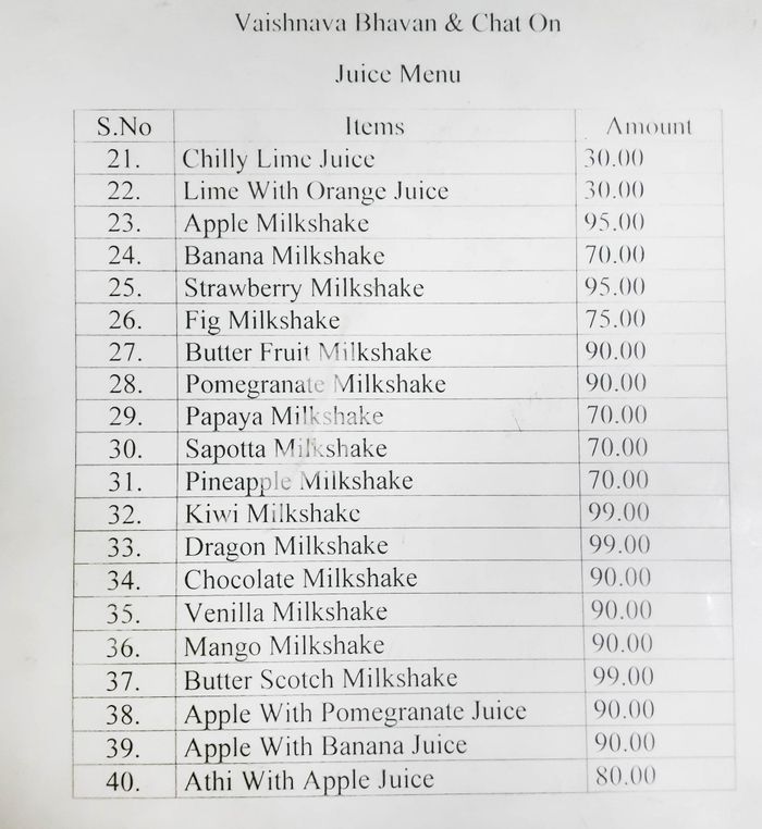 menu