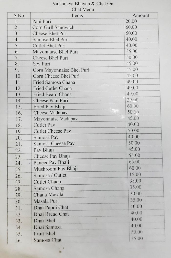 menu