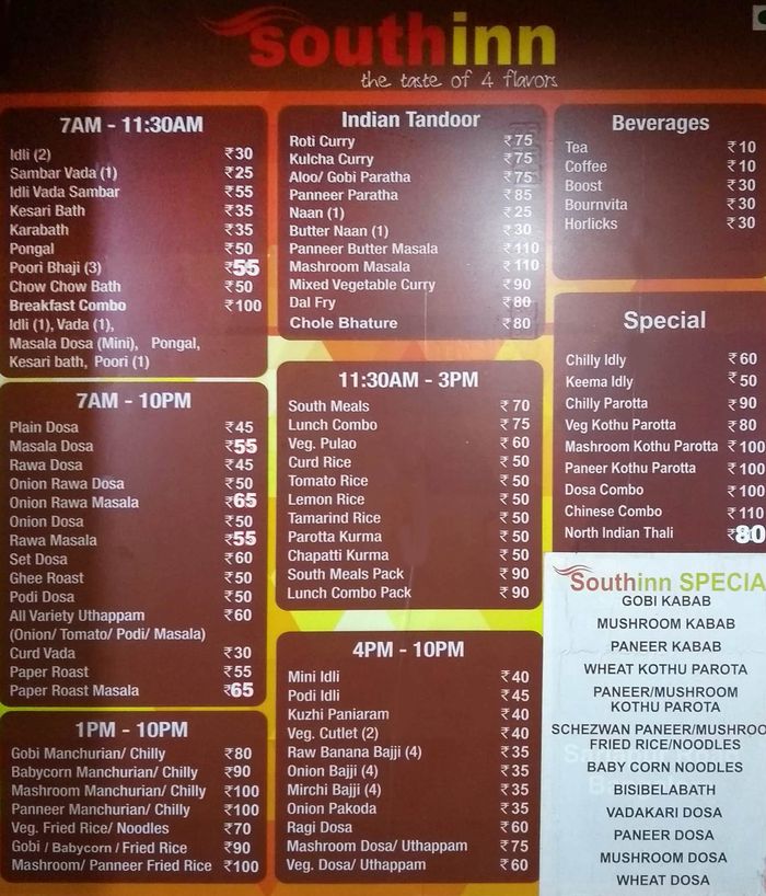 menu