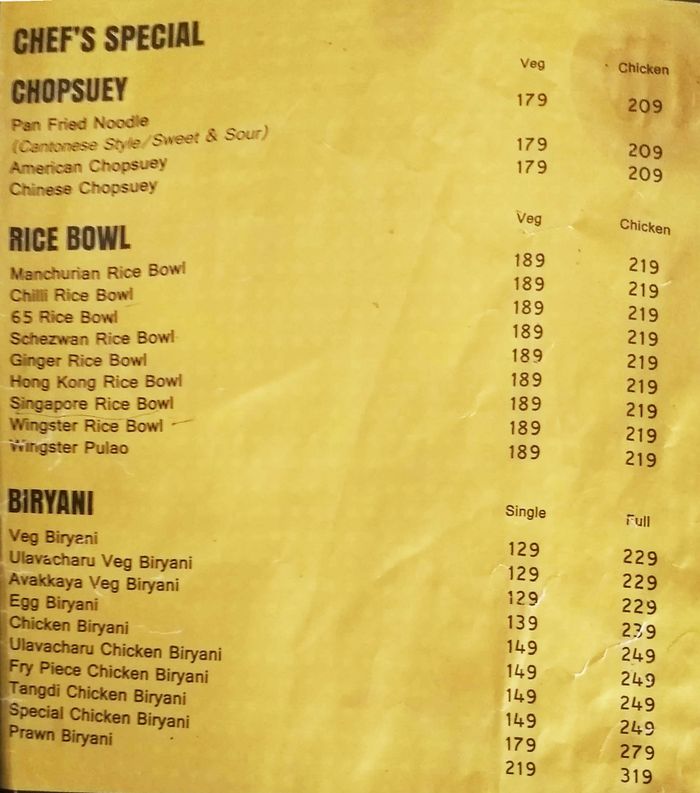 menu