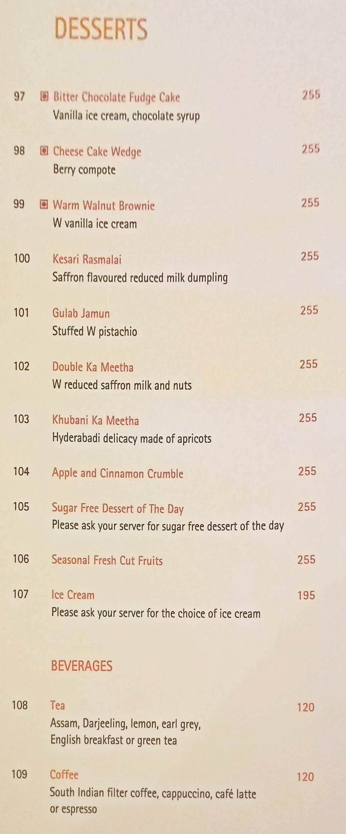 menu