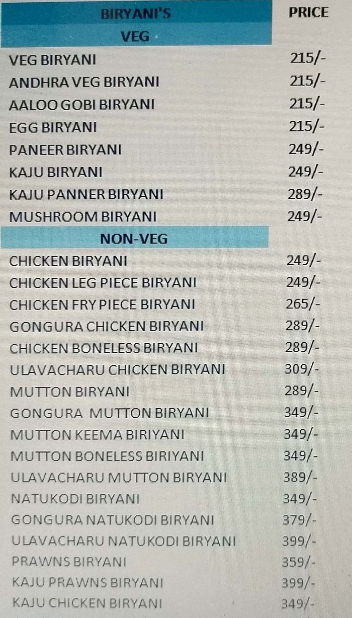 menu